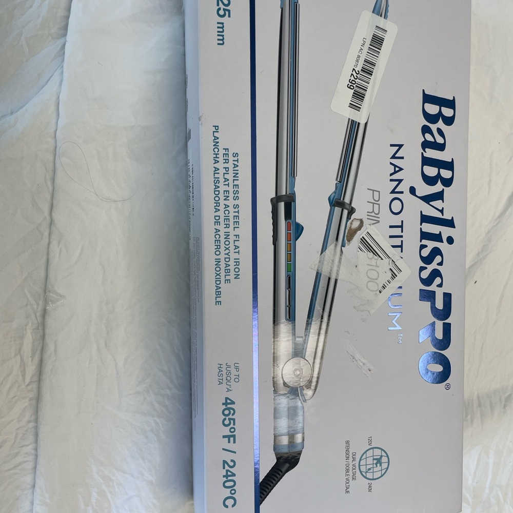 BaBylissPRO Nano Titanium Hair Straightener - Silver and Blue